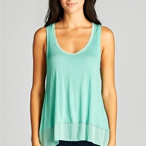 Anthropologie Bordeaux Asymmetrical Green Sleeveless Tank Top